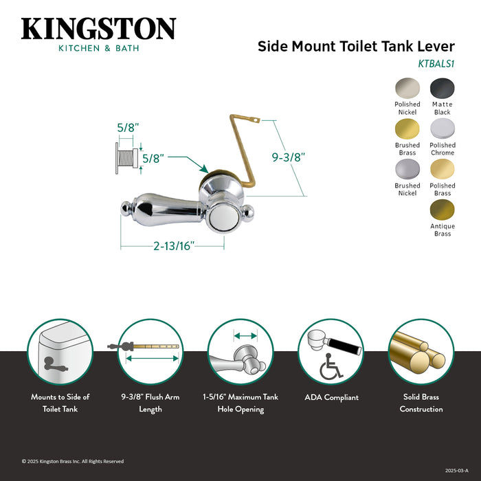 Kingston Heirloom KTBALS0 - Heirloom Side Mount Toilet Tank Lever, Matte Black