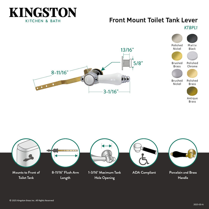 Kingston Heirloom KTBPL3 - Bel-Air Front Mount Toilet Tank Lever, Antique Brass