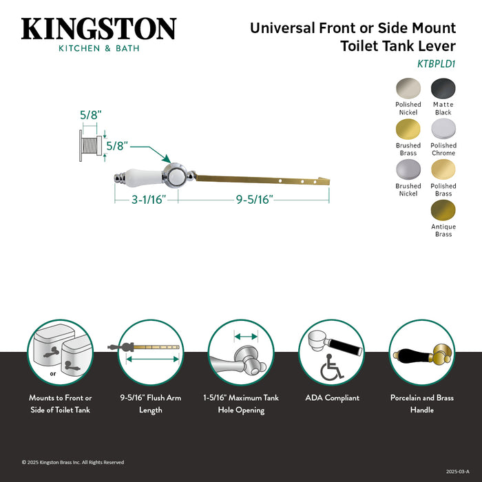 Kingston Heirloom KTBPLD1 - Bel-Air Universal Front or Side Mount Toilet Tank Lever, Polished Chrome