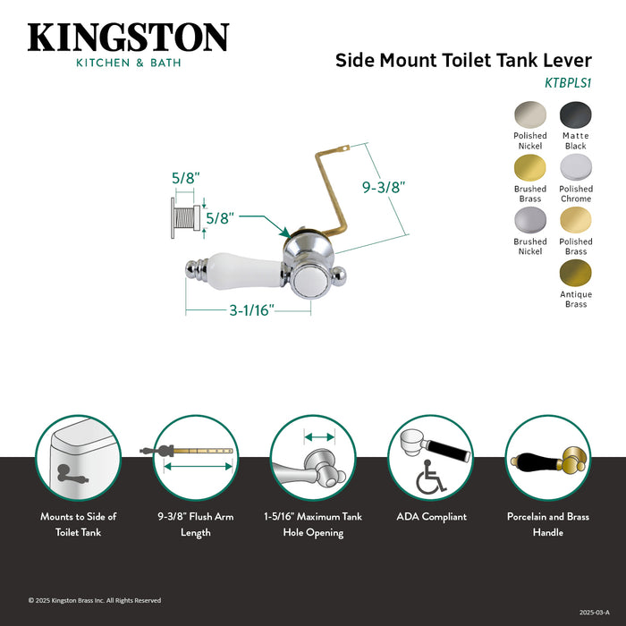 Kingston Heirloom KTBPLS3 - Bel-Air Side Mount Toilet Tank Lever, Antique Brass