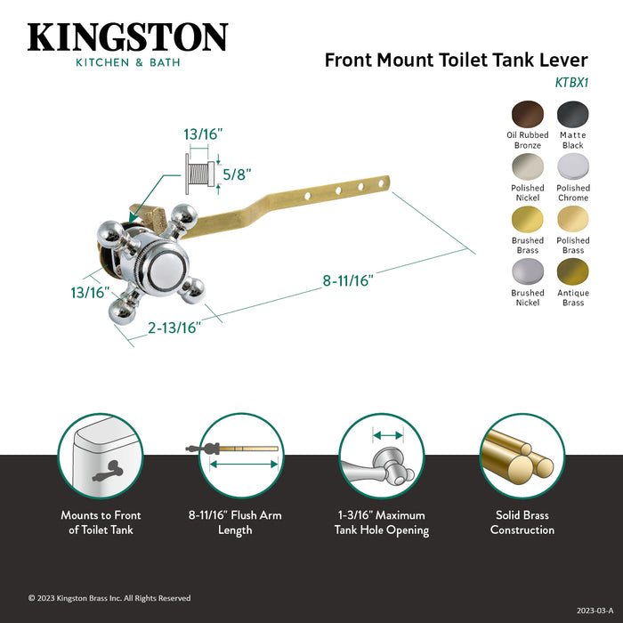 Kingston Heirloom KTBX3 - Buckingham Front Mount Toilet Tank Lever, Antique Brass