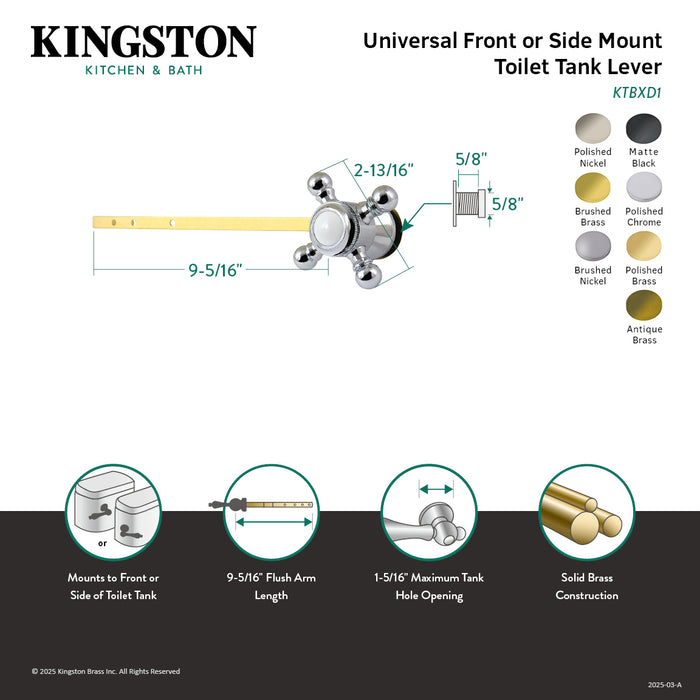 Kingston Heirloom KTBXD7 - Buckingham Universal Front or Side Mount Toilet Tank Lever, Brushed Brass