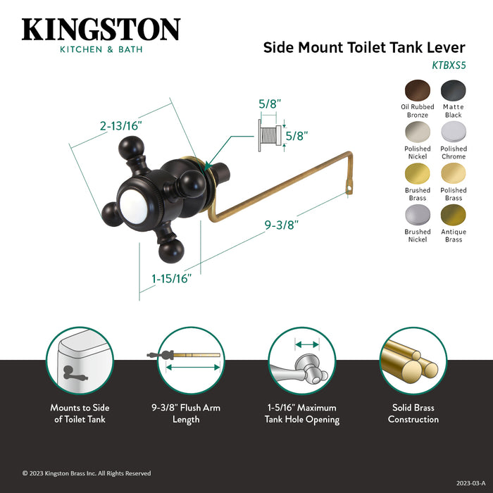 Kingston Heirloom KTBXS3 - Buckingham Side Mount Toilet Tank Lever, Antique Brass