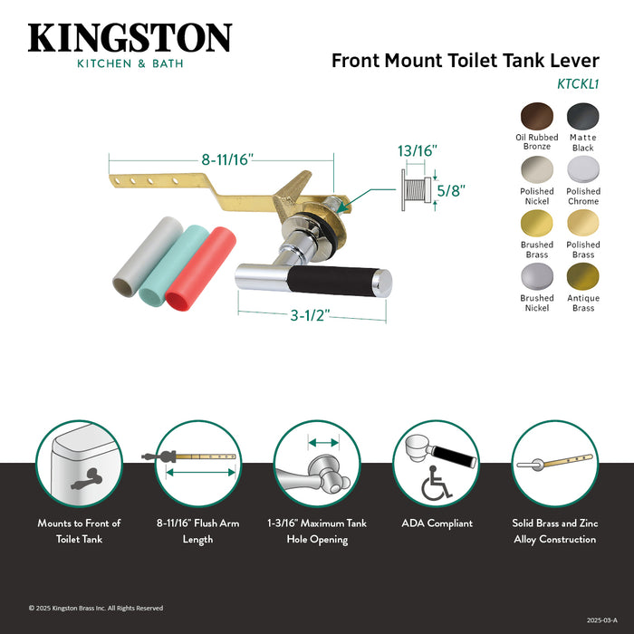 Kingston Sona KTCKL8 - Kaiser Front Mount Toilet Tank Lever, Brushed Nickel