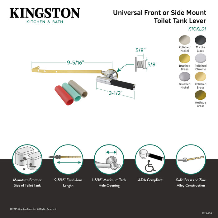 Kingston Sona KTCKLD8 - Kaiser Universal Front or Side Mount Toilet Tank Lever, Brushed Nickel