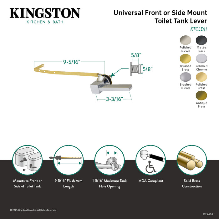 Kingston Sona KTCLD13 - Claremont Universal Front or Side Mount Toilet Tank Lever, Antique Brass