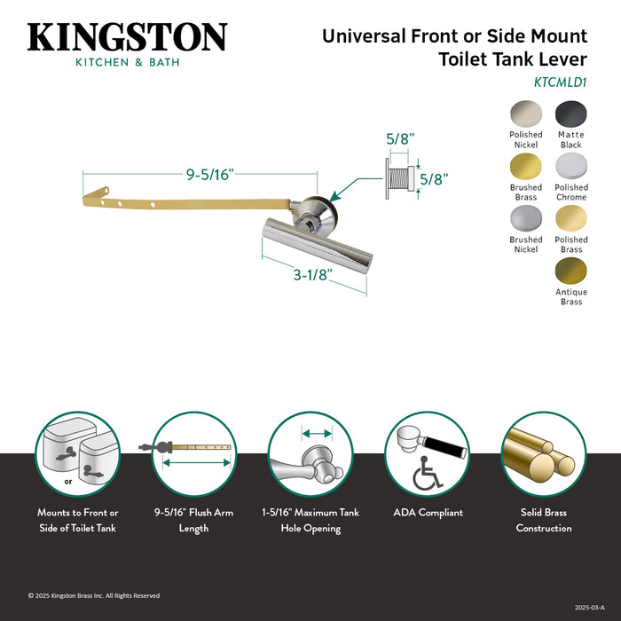 Kingston Sona KTCMLD3 - Manhattan Universal Front or Side Mount Toilet Tank Lever, Antique Brass