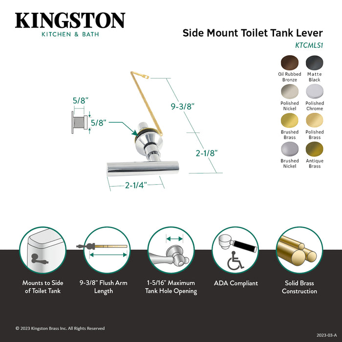 Kingston Sona KTCMLS6 - Manhattan Side Mount Toilet Tank Lever, Polished Nickel