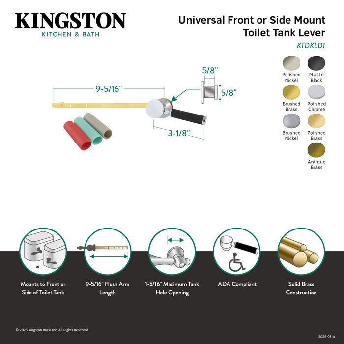 Kingston Sona KTDKLD3 - Kaiser Universal Front or Side Mount Toilet Tank Lever, Antique Brass