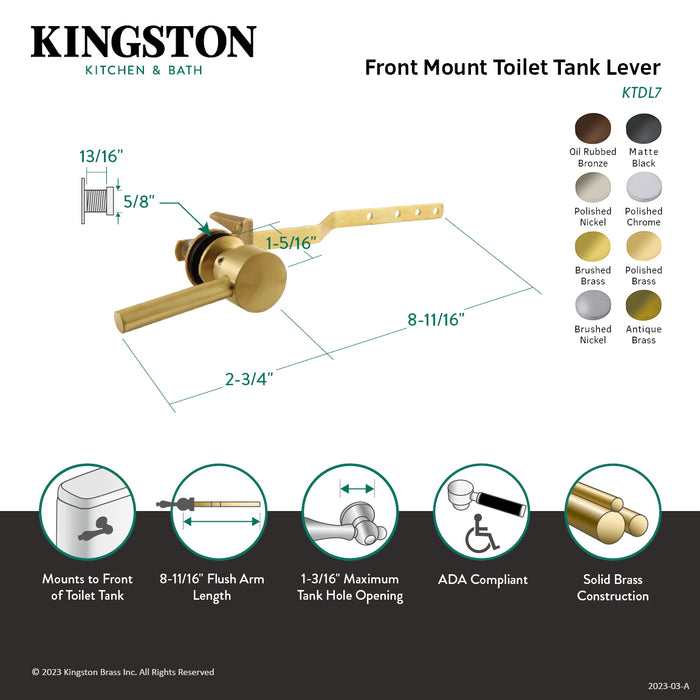 Kingston Sona KTDL6 - Concord Front Mount Toilet Tank Lever, Polished Nickel