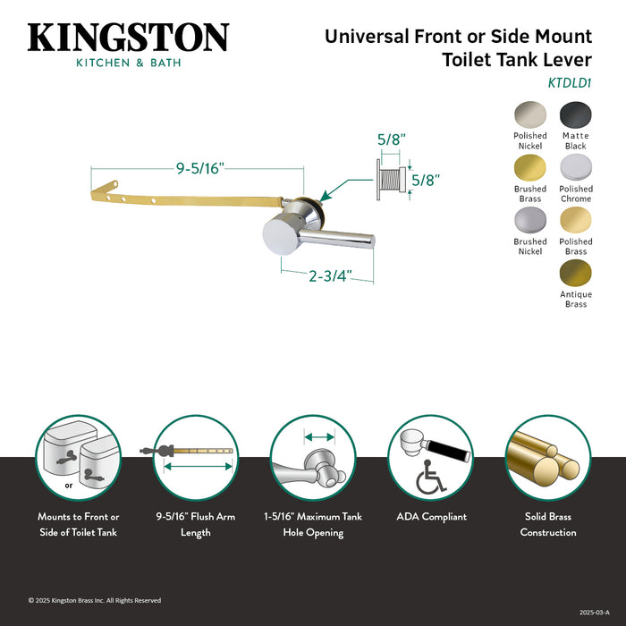 Kingston Sona KTDLD7 - Concord Universal Front or Side Mount Toilet Tank Lever, Brushed Brass