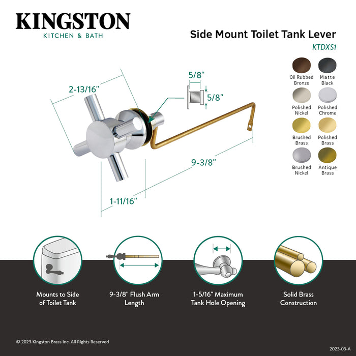 Kingston Sona KTDXS6 - Concord Side Mount Toilet Tank Lever, Polished Nickel