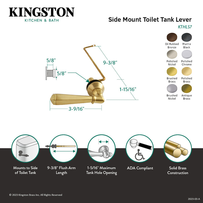Kingston Tulare KTHLS6 - Metropolitan Side Mount Toilet Tank Lever, Polished Nickel