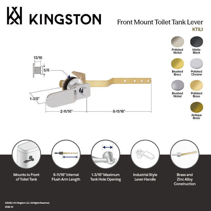 Kingston Sona KTIL1 - Convergent Front Mount Toilet Tank Lever, Polished Chrome
