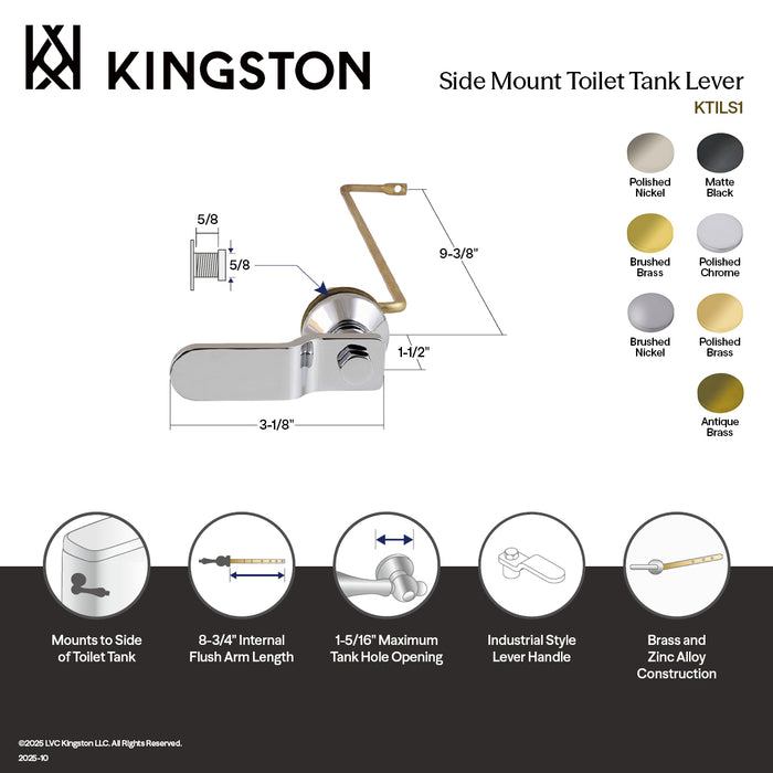 Kingston Sona KTILS3 - Convergent Side Mount Toilet Tank Lever, Antique Brass