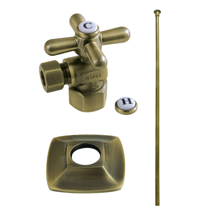Kingston Tulare KTK110P3 - Gehry Traditional Plumbing Toilet Trim Kit with Flange, Antique Brass