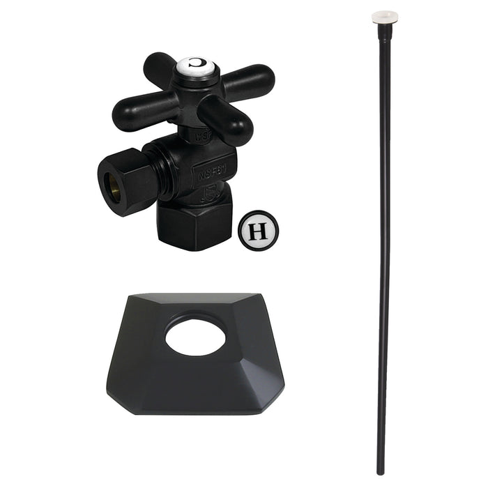 Kingston Tulare KTK130P0 - Trapeze Traditional Plumbing Toilet Trim Kit with Flange, Matte Black