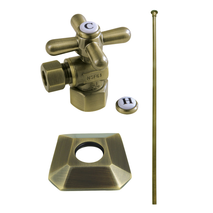 Kingston Tulare KTK130P3 - Trapeze Traditional Plumbing Toilet Trim Kit with Flange, Antique Brass