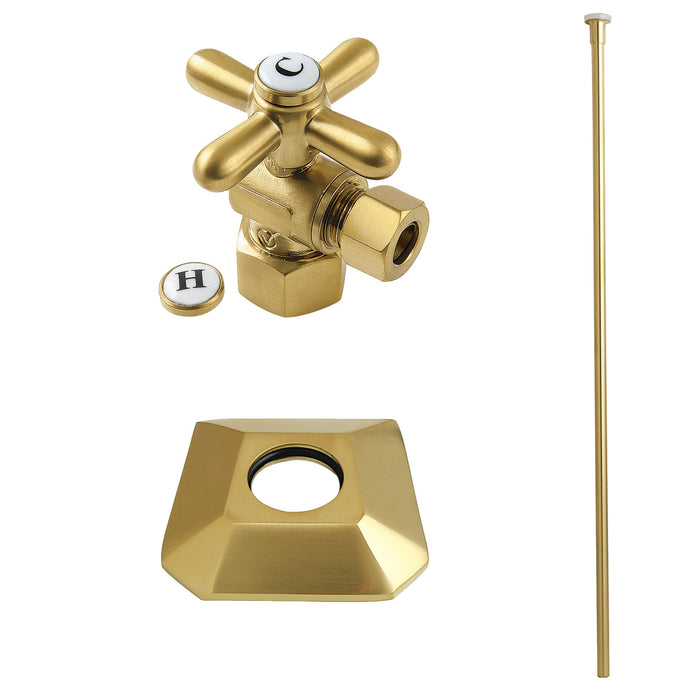 Kingston Tulare KTK130P7 - Trapeze Traditional Plumbing Toilet Trim Kit with Flange, Brushed Brass