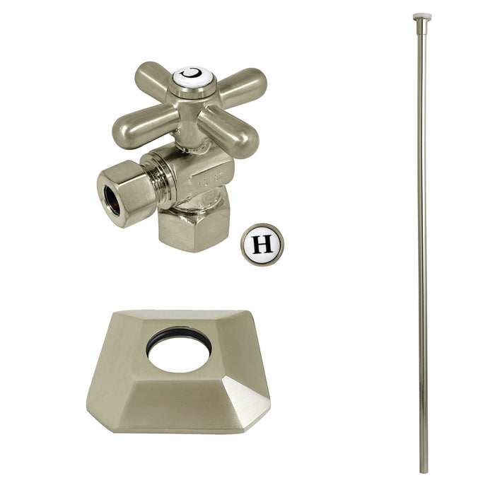 Kingston Tulare KTK130P8 - Trapeze Traditional Plumbing Toilet Trim Kit with Flange, Brushed Nickel