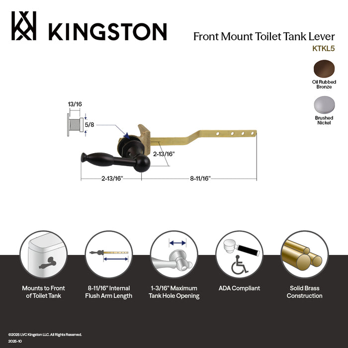 Kingston Knight KTKL5 Front Mount Toilet Tank Lever, Oil Rubbed Bronze