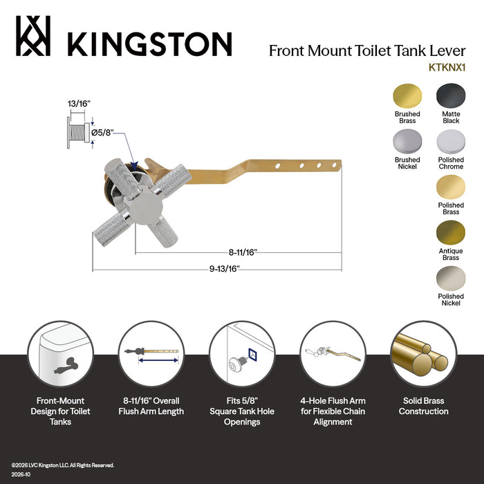 Kingston Convergent KTKNX1 Front Mount Toilet Tank Lever, Polished Chrome