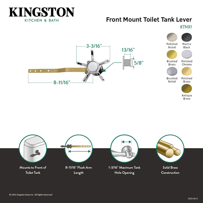 Kingston Heirloom KTNX8 - Hamilton Front Mount Toilet Tank Lever, Brushed Nickel