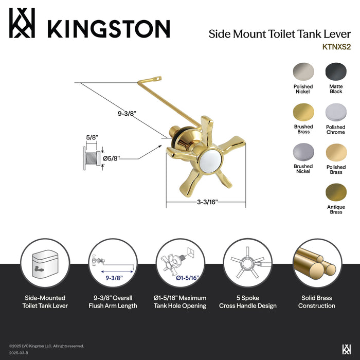 Kingston Heirloom KTNXS8 - Hamilton Side Mount Toilet Tank Lever, Brushed Nickel