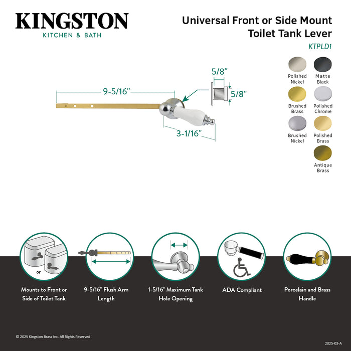 Kingston Heirloom KTPLD8 - Victorian Universal Front or Side Mount Toilet Tank Lever, Brushed Nickel