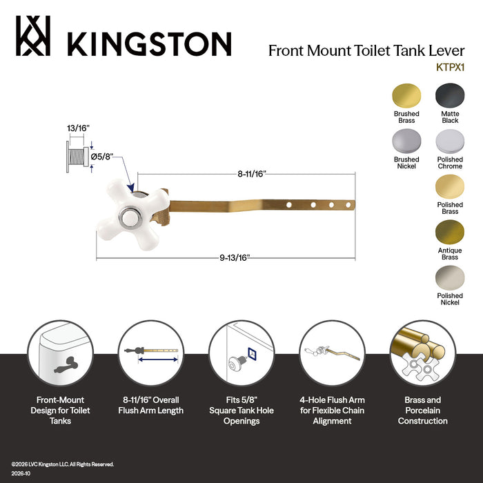 Kingston Victorian KTPX1 Front Mount Toilet Tank Lever, Polished Chrome
