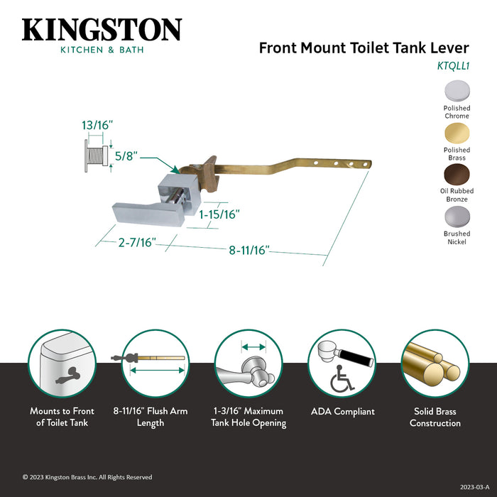 Kingston Sona KTQLL2 - Executive Front Mount Toilet Tank Lever, Polished Brass