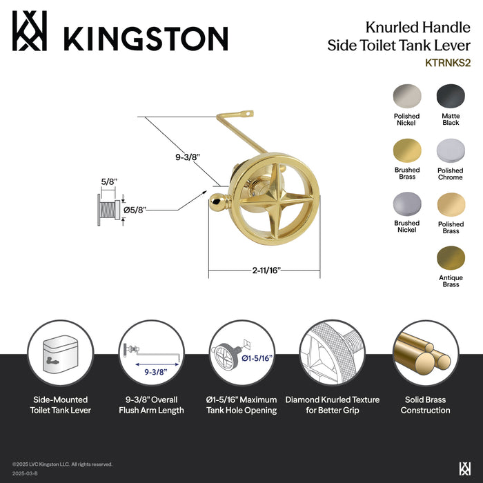 Kingston Sona KTRNKS2 - Levante Side Mount Toilet Tank Lever, Polished Brass