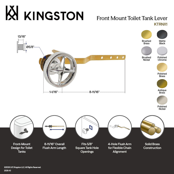 Kingston Ostro KTRNX0 Front Mount Toilet Tank Lever, Matte Black