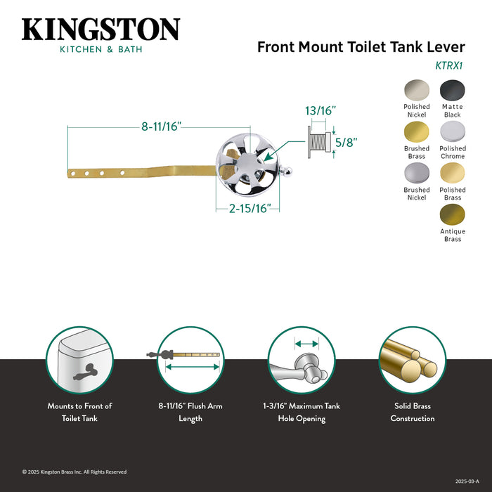 Kingston Sona KTRX7 - Belknap Front Mount Toilet Tank Lever, Brushed Brass