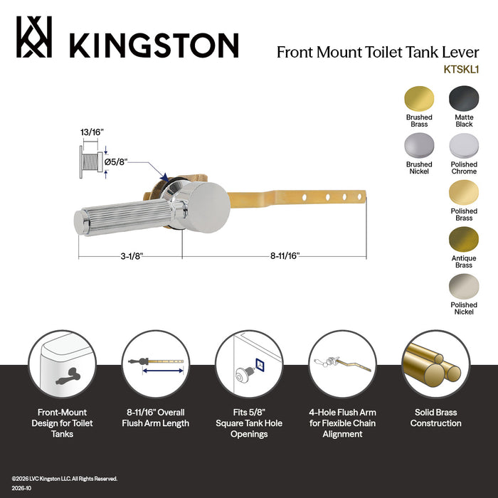 Kingston Synchronous KTSKL6 Front Mount Toilet Tank Lever, Polished Nickel