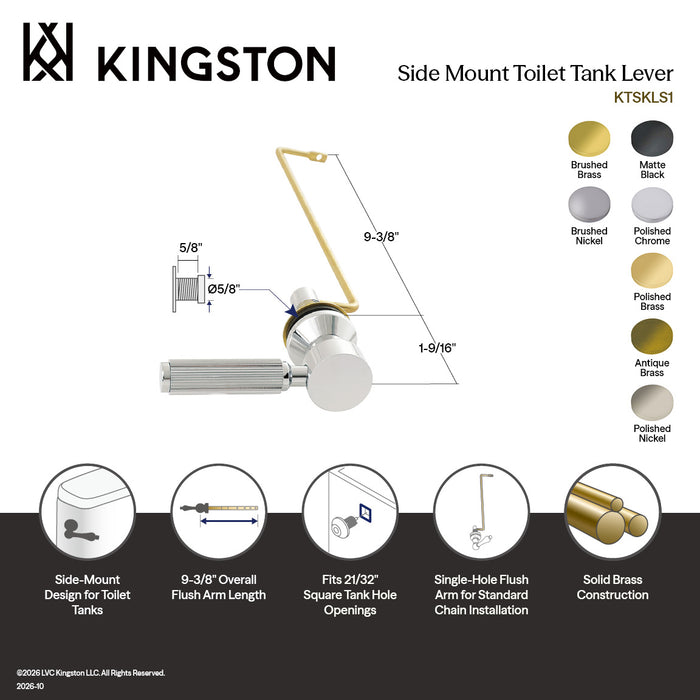 Kingston Synchronous KTSKLS6 Side Mount Toilet Tank Lever, Polished Nickel