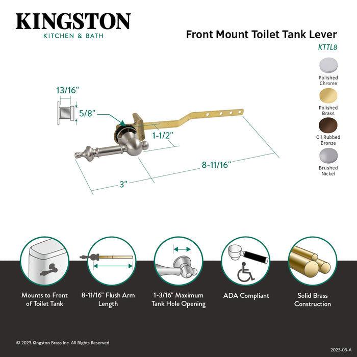 Kingston Tulare KTTL5 - Templeton Front Mount Toilet Tank Lever, Oil Rubbed Bronze