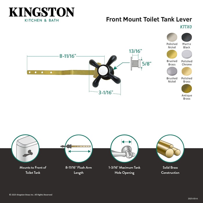 Kingston Heirloom KTTX3 - French Country Front Mount Toilet Tank Lever, Antique Brass