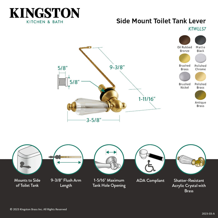 Kingston Heirloom KTWLLS2 - Wilshire Side Mount Toilet Tank Lever, Polished Brass