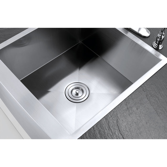 Kingston Sona KUF212110BN - Denver 21-Inch Stainless Steel Apron-Front Single Bowl Farmhouse Kitchen Sink, Brushed Stainless Steel
