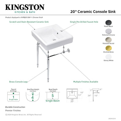 Kingston Heirloom KVPB2018W11 - Edwardian 20-Inch Porcelain