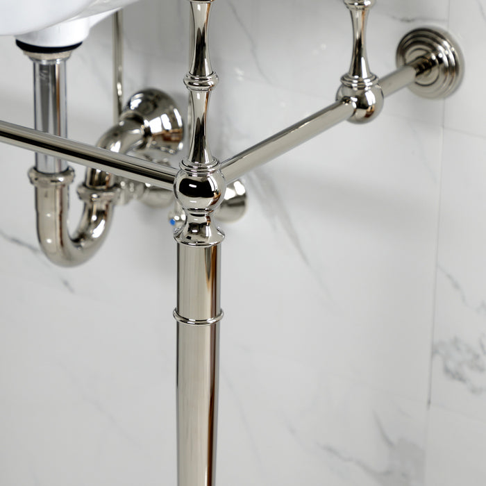 Kingston Heirloom KVPB24187W1PN - Edwardian 24-Inch Ceramic Console Sink with Brass Legs (1-Hole), White/Polished Nickel