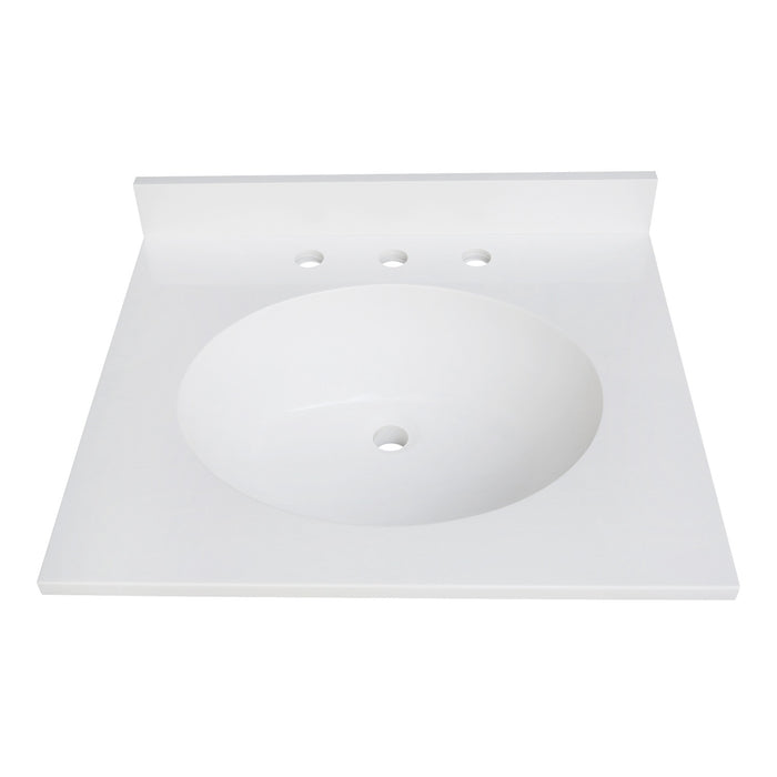 Kingston Sona KVPB2522A38 - Wimbeldon 25-Inch Solid Surface Vanity Top (8" Faucet Drillings), Glossy White