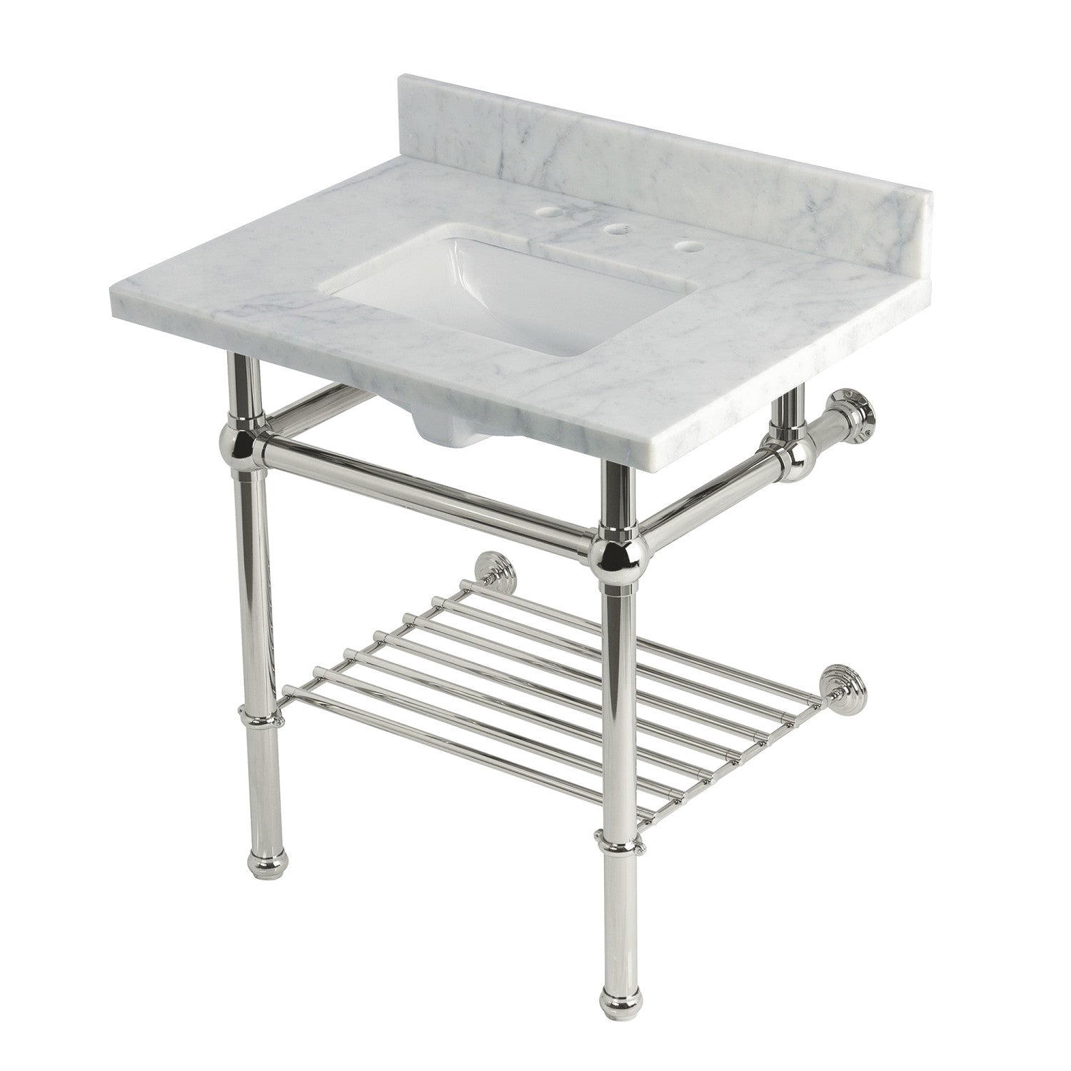 Kingston Brass Templeton KVPB3030MBSQB6 30Inch Console Sink with Brass