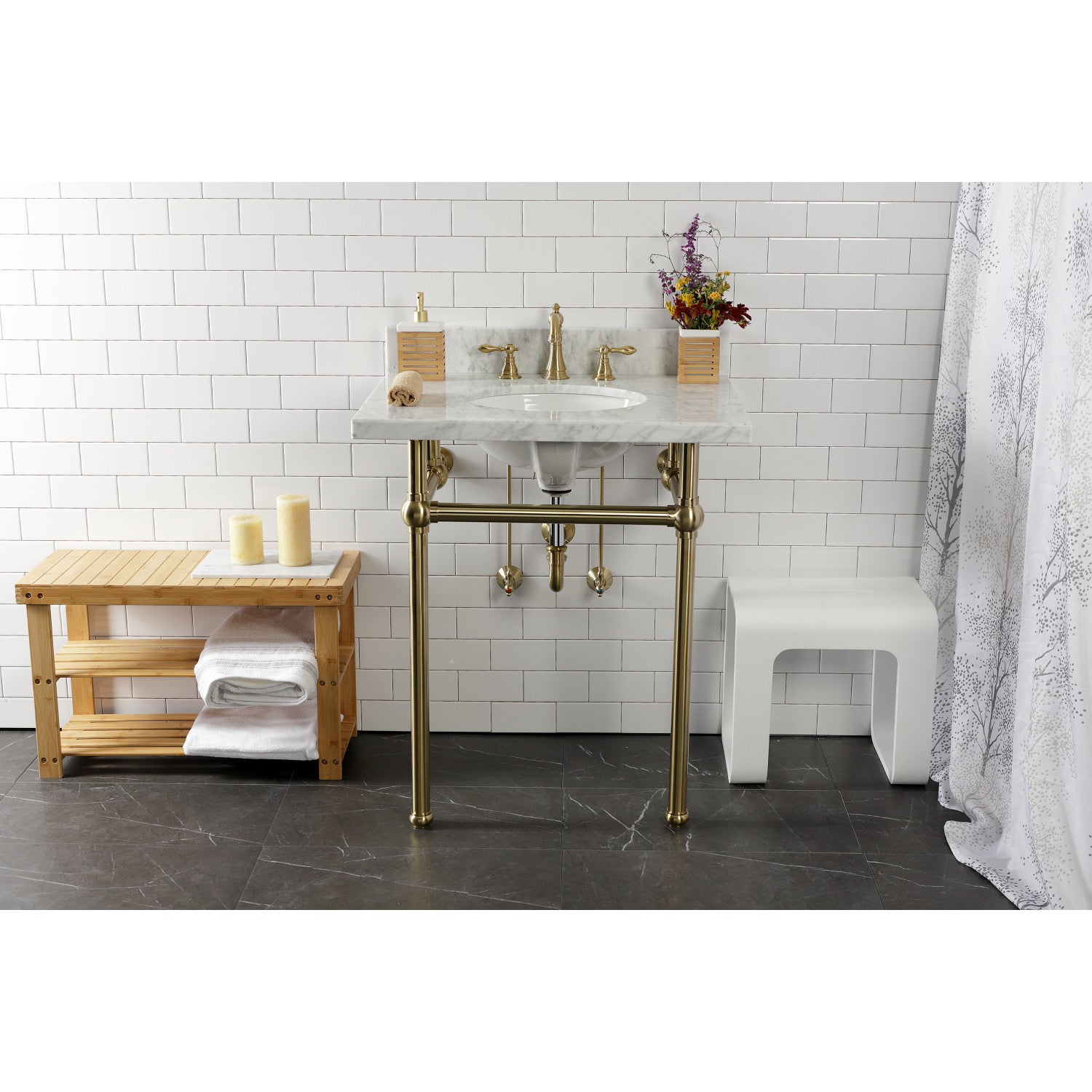 ♧ トゥームストーン BBBF-1013 Kingston Heirloom KVPB30MB7 - Templeton 30-Inch Carrara Marble
