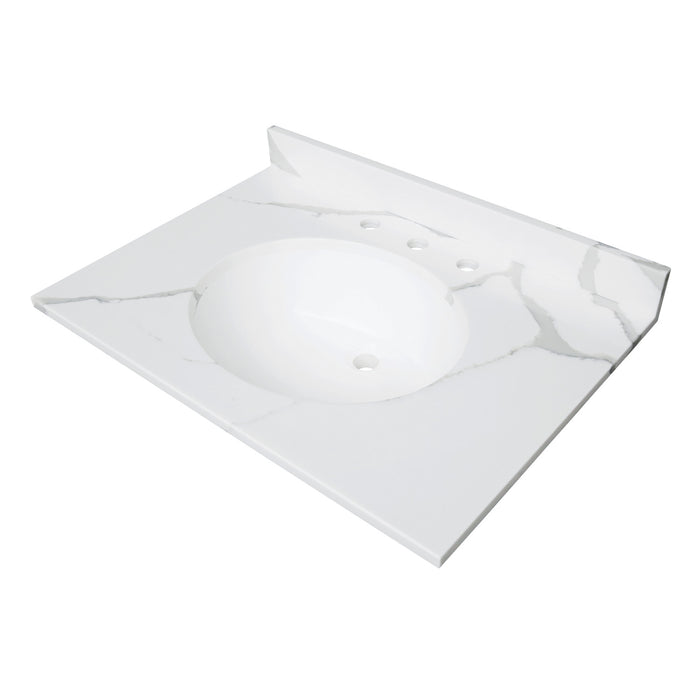 Norbiton KVPB3122L38 31-Inch Solid Surface Vanity Top (8" Faucet Drillings), Calacatta Marble Glossy White