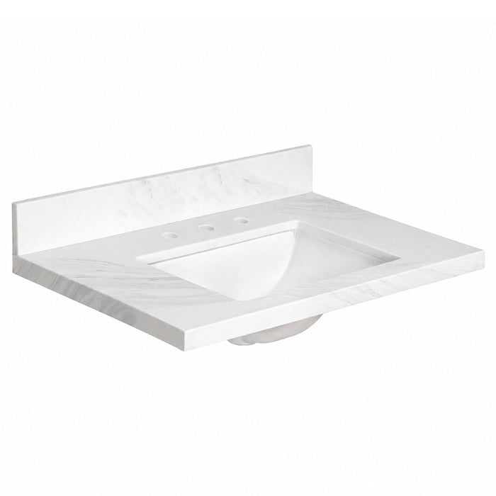 Kingston Mayorca KVPB3122W38CL 31-Inch Quartz Vanity Top (8" Faucet Drillings), Quartz White