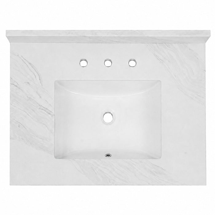 Kingston Mayorca KVPB3122W38CL 31-Inch Quartz Vanity Top (8" Faucet Drillings), Quartz White