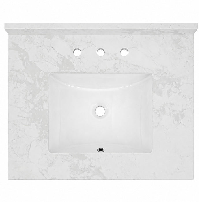 Kingston Ferrara KVPB3122W38CR 31-Inch Quartz Vanity Top (8" Faucet Drillings), Quartz White