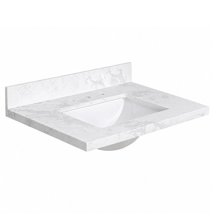 Kingston Ferrara KVPB3122W38CR 31-Inch Quartz Vanity Top (8" Faucet Drillings), Quartz White
